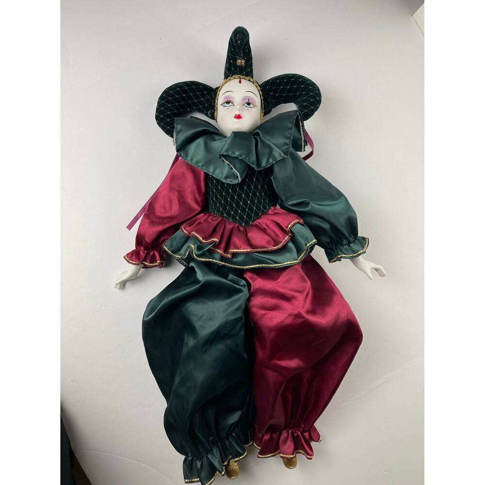 Vintage Collectible Jester Clown Musical Porcelain Doll - Picture 2 of 12